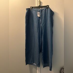 J Jill Wide Leg Crop Pants Blue Chambray Plus Size 22 NWT